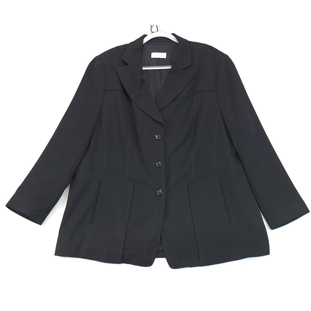 Oui Blazer 3 Button Single Breasted Jacket Women 20 Black Notch Lapels Pockets